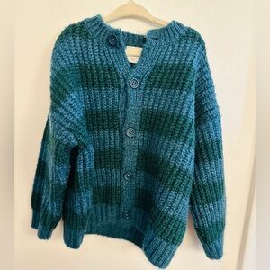 Zara Teal and Navy Striped Cardigan